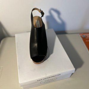 Steve Madden Black Leather Wedge Heels (Brand New)